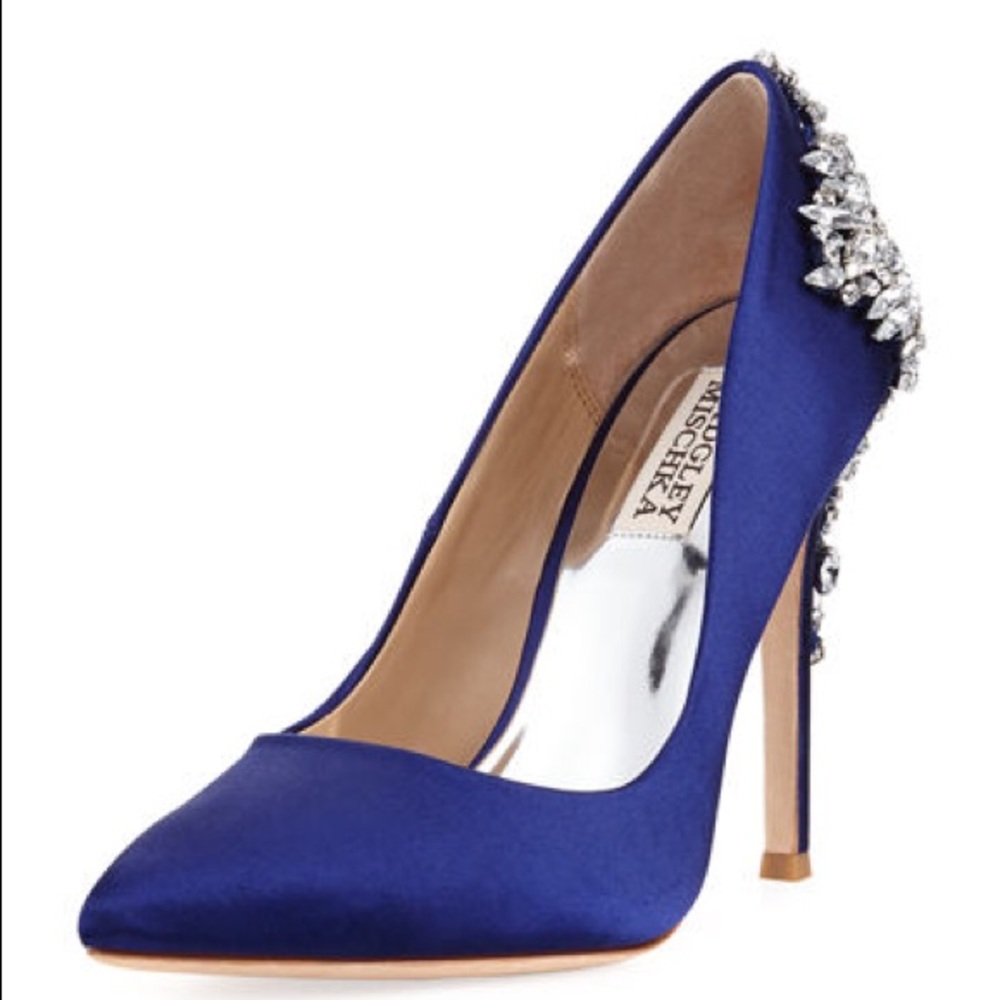 Badgley Mischka Blue Heels with Silver Embellishments - Picture 6 of 6